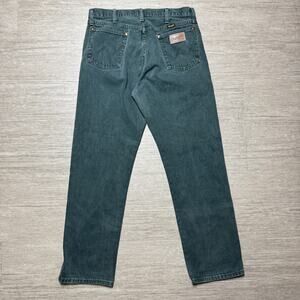 Vintage Wrangler Jeans USA Green Denim Men's 32x30 Western Cowboy Rodeo 13MWZWG